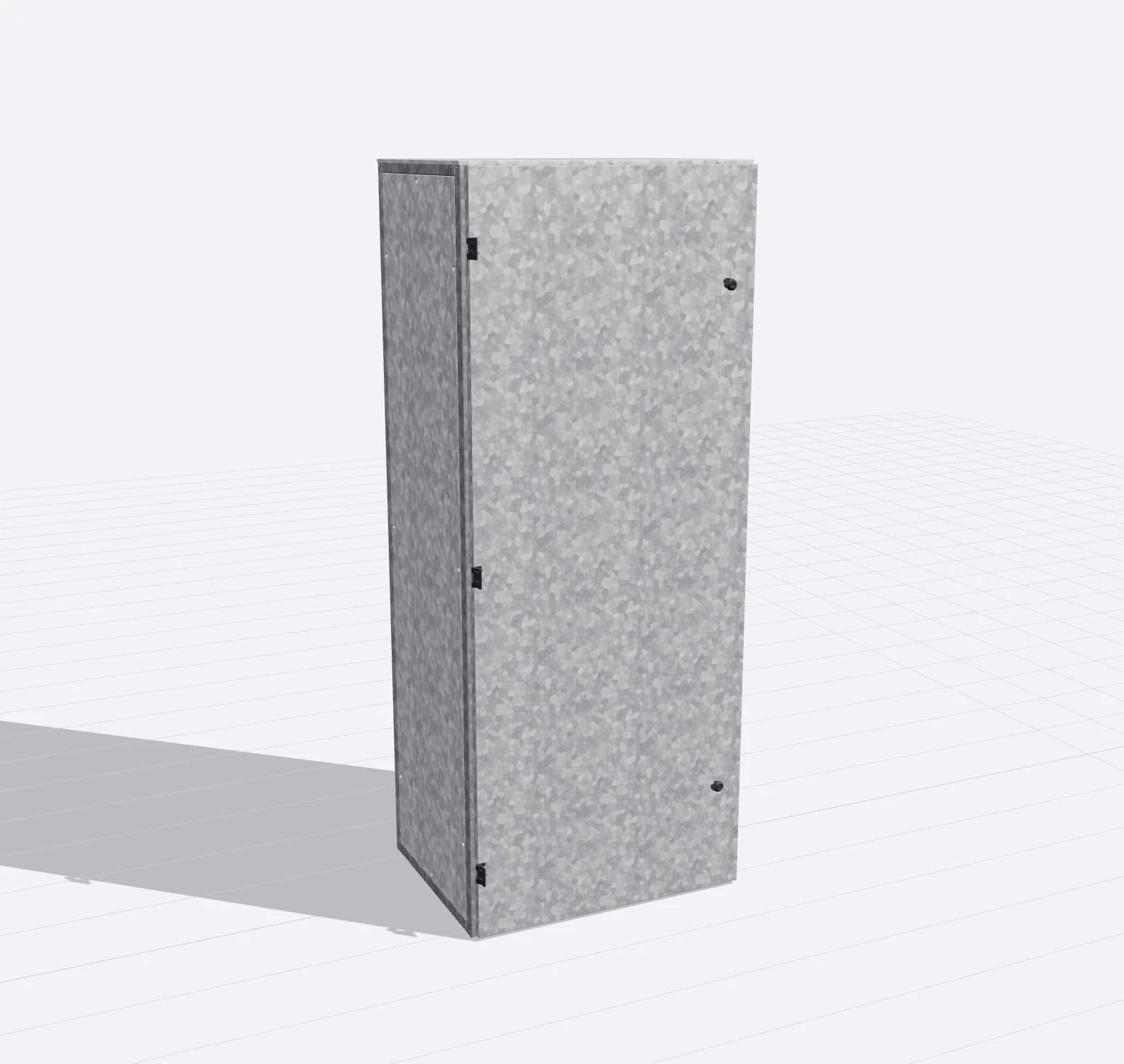 Galvanised steel metal electrical cabinet 2000×800×600 mm, solid door, three-quarter view