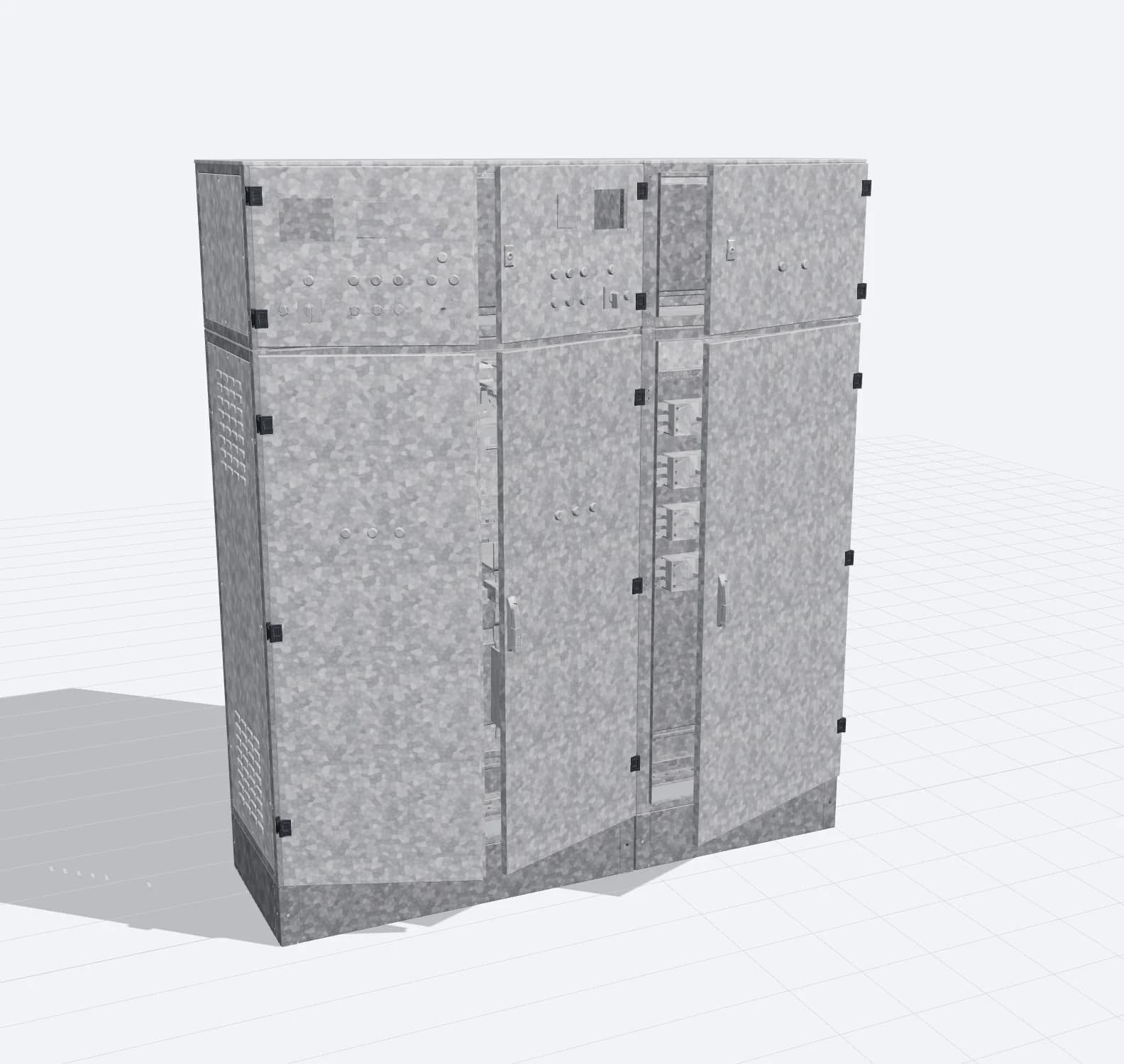 ATS600-1000 assembly of several electrical cabinet sections in metal enclosures from the manufacturer