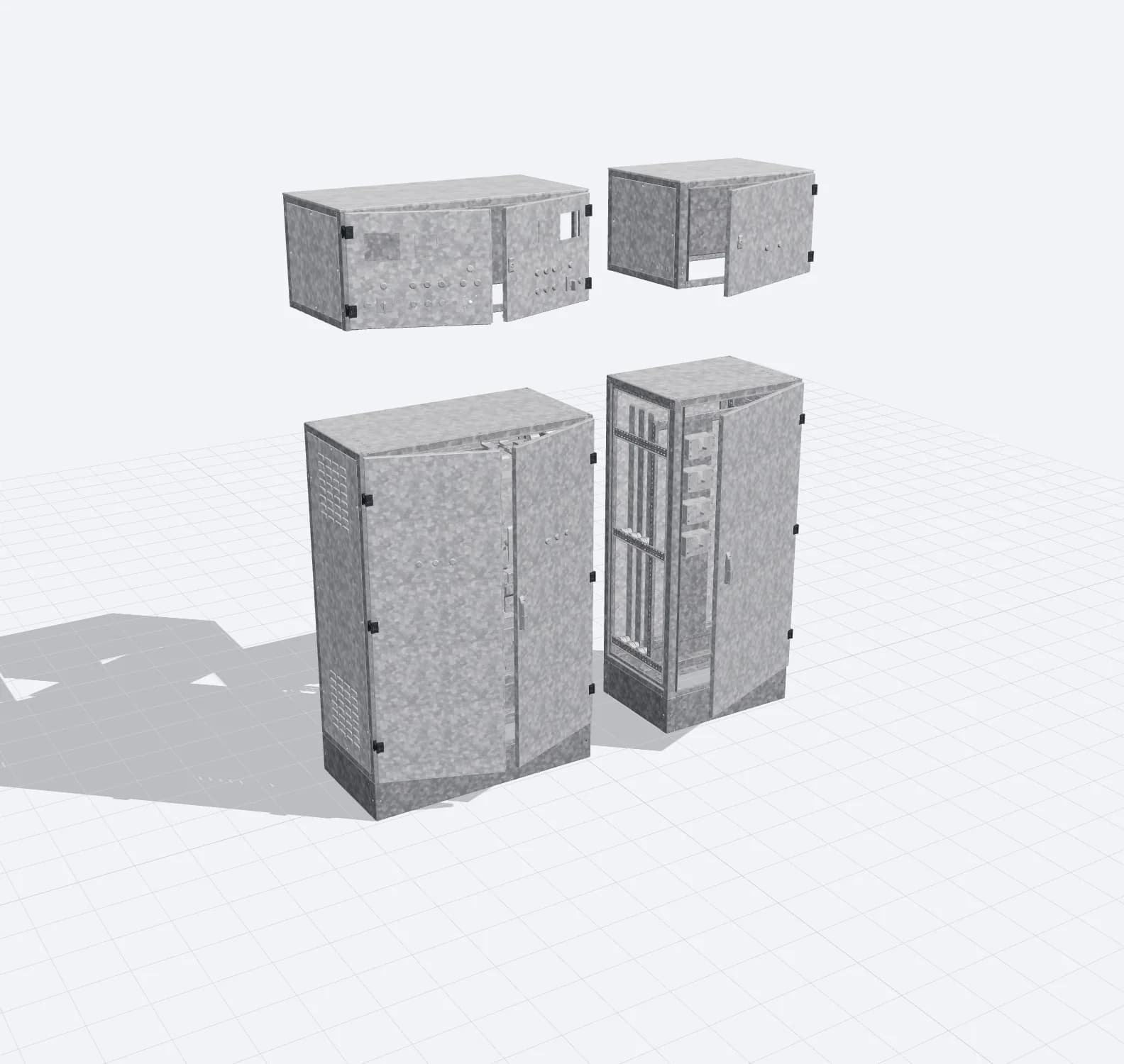 ATS600-1000 cabinet assembly in exploded view: separate metal enclosure sections