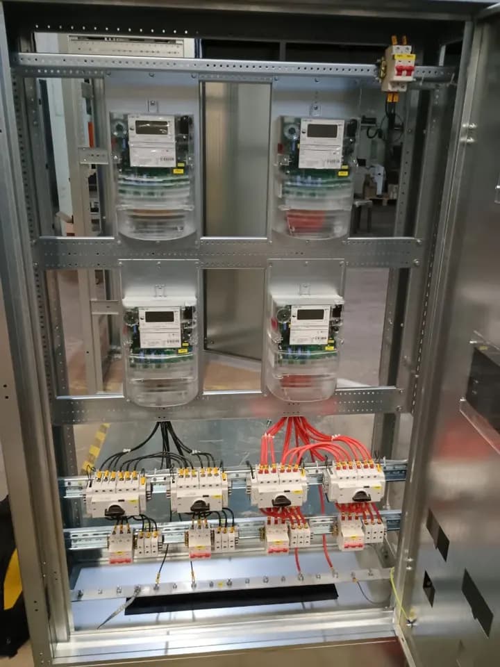 Metering cabinet 1700 × 800 × 400 mm: internal mounting on rails