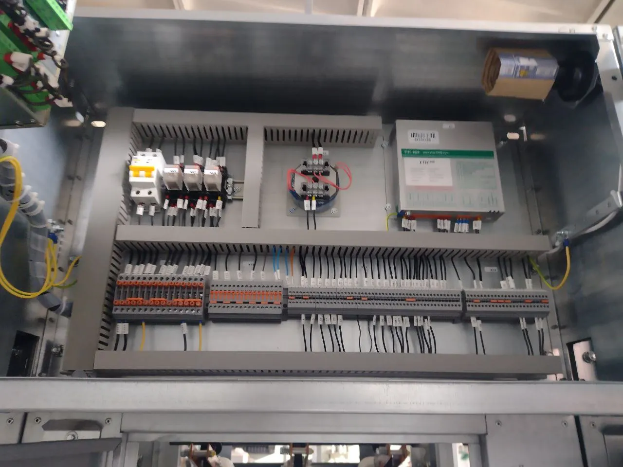 Relay compartment of a KSO-E cubicle: labelled secondary wiring
