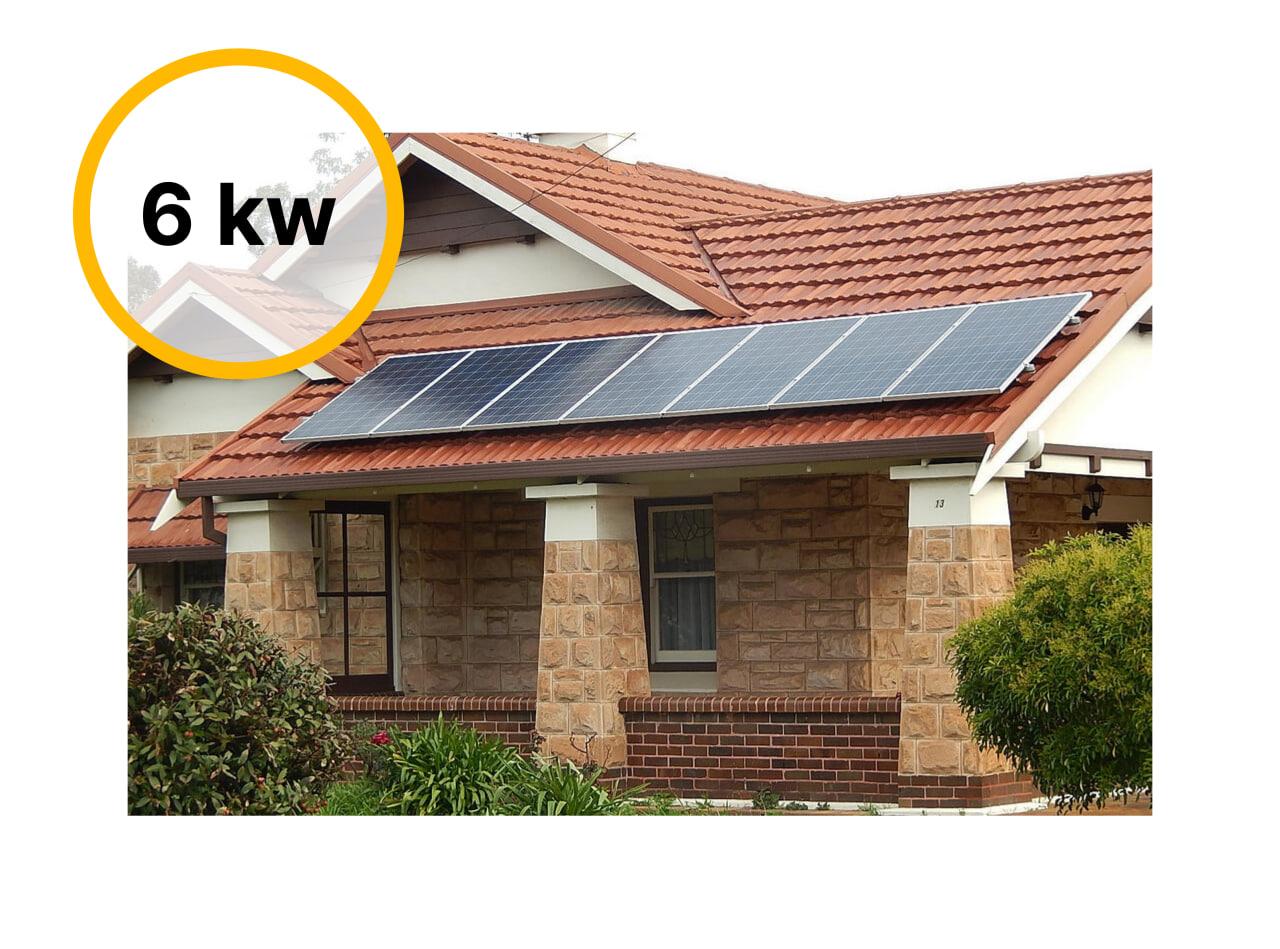 Hybrid solar power plant with batteries, 6 kW capacity