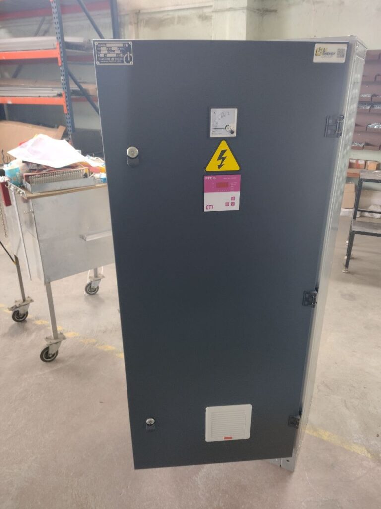 Power factor correction capacitor unit with door-mounted controller manufactured by LK Energy