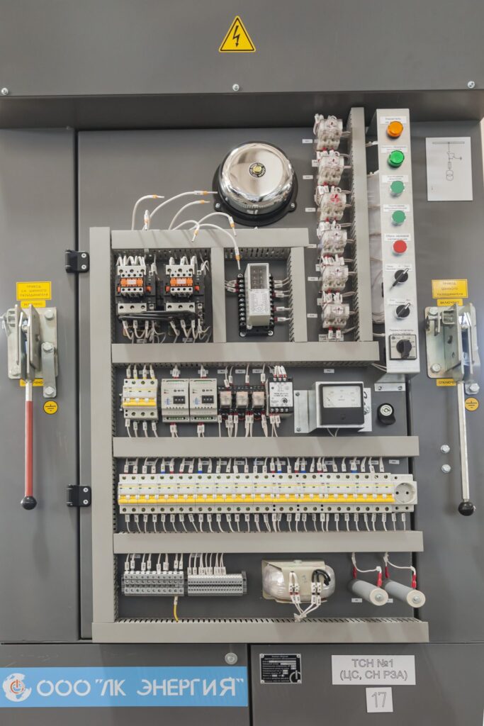 Relay panel of auxiliary transformer cubicle with modular devices, manufactured by LK Energy