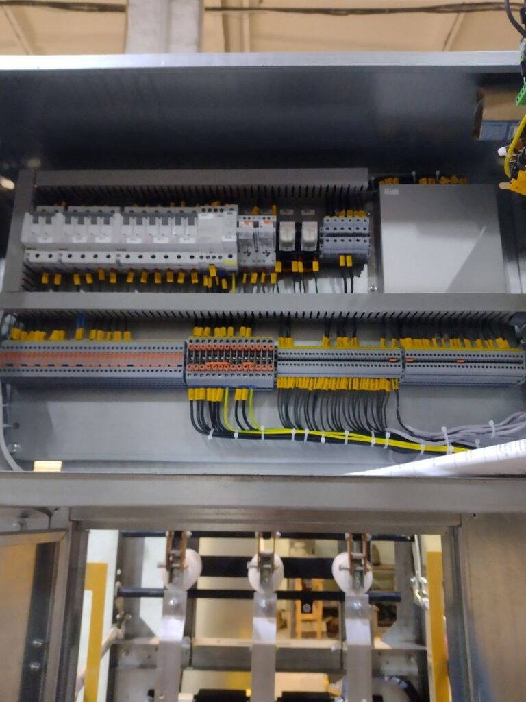Secondary circuits compartment: modular breakers, relays and marked terminal block rows