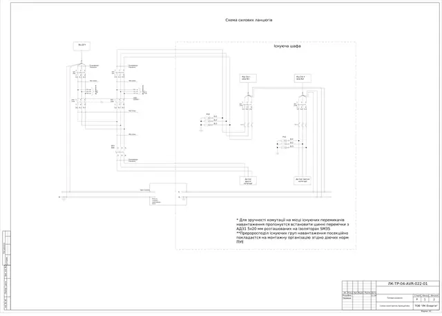 ATS cabinets 0.4 kV on CES 55–132 kW contactors with genset incomer and RNPP-311M: schematic diagrams — LK-TR-04-AVR-022