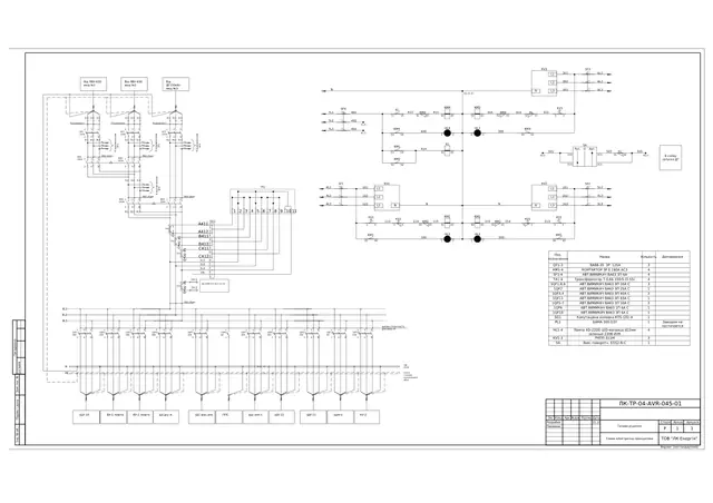 ATS board 0.4 kV, three sources (mains, inverter, generator) with UKM-0.4-20 PFC unit: schematic diagram — LK-TR-04-AVR-045
