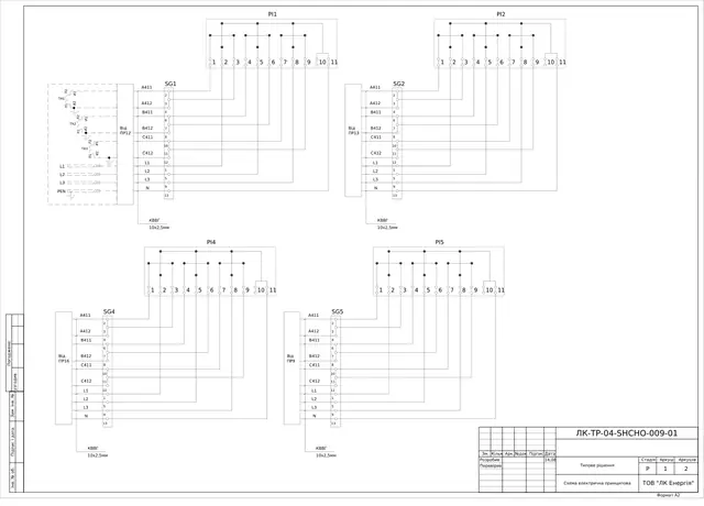 ShU cabinet 0.4 kV: schematic diagram — LK-TR-04-SHCHO-009