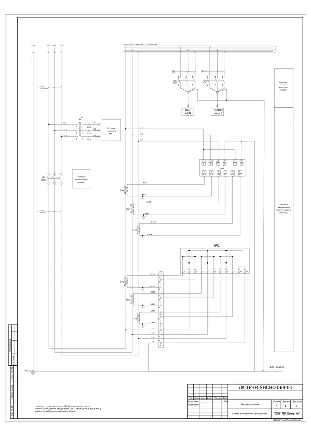 0.4 kV switchgear with bus-section CB, ATS, incomers from ATS-1/ATS-2, auxiliary cabinet: questionnaire — LK-TR-04-SHCHO-069