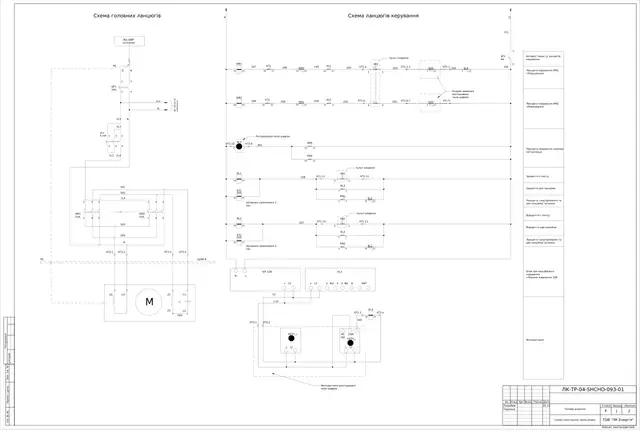 0.4 kV reversing drive control cabinet (open/close, photo sensors, remote control): schematic diagram — LK-TR-04-SHCHO-093