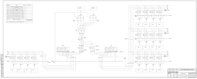0.4 kV service board, two incomers: VR32I 400 A switch, VA88-35 250 A, VA47 groups — schematic diagram — LK-TR-04-SHCHO-110