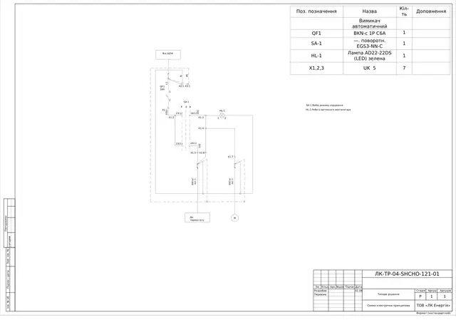 0.4 kV boards controlling electric boilers, twilight-sensor lighting and exhaust fan: schematic diagrams — LK-TR-04-SHCHO-121