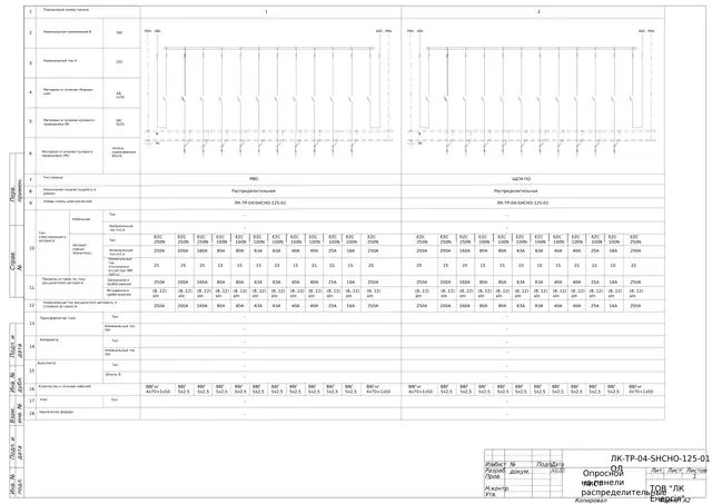 0.4 kV board with switchgear and genset incomers, EZC250N/EZC100N 16–250 A: questionnaire, schematic — LK-TR-04-SHCHO-125