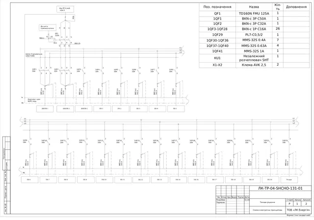 ShKPV-1…3 0.4 kV exhaust fan control cabinets with MMS-32S motor breakers and shunt trips: schematic diagrams — LK-TR-04-SHCHO-131